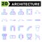 Architecture symbol icon set include pad, footing, structure, stepped, sloped, column, concrete, single, door, double, sliding,
