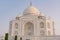 The architecture of the Taj Mahal is an ivory-white marble mausoleum on the south bank of the Yamuna River in the city of Agra