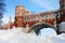 Architecture of Tsaritsyno park in Moscow. Figured bridge