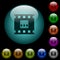 Archive movie icons in color illuminated glass buttons
