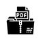 archiving pdf file glyph icon vector illustration