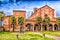 Archs and colonnade of Italian roman gothic church