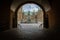 Archway and entrance through the dark gate to Frederiksborg cast