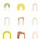 Archway icons set, cartoon style