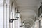 Archway with lamps in the Alster arcades in the city centre of Hamburg, Germany