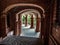 Archway with many stone arches, antique tunnel