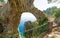 Arco Naturale is natural arch on coast of island of Capri, Italy