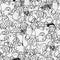 Arctic animals black and white seamless patterns. Funny coloring page for adults and kids