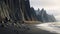 Arctic Beach Canyon: Stunning Matte Painting With Black And Gold Rocks