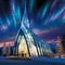 Arctic Cathedral: Majestic Northern Lights Illuminate the Horizon