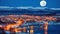 Arctic city of Tromso with bridge, Tromso, Elements of this image furnished by NASA. Generative AI