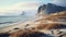 Arctic Coastal Beauty: Sandy Cliffs And Snow-blown Beach