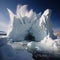 Arctic Drama: Iceberg Breaking Amidst the Vast Sea