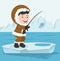 Arctic eskimo fishing on ice floe vector