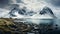 Arctic Fjord: A Majestic Mountain Range With Snow And Water