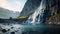 Arctic Fox Waterfall: A Photorealistic Rendering Of Norwegian Nature