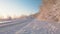 Arctic frozen forest in a snowy frost.Crystals of frozen snowflakes on branches in cold winter weather