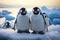 Arctic harmony penguins stand together, black and white feathers gleaming