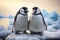 Arctic harmony penguins stand together, black and white feathers gleaming