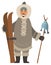 Arctic Hunter with Skis and Fish on Stick Vector