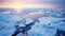 Arctic Ice Region: Stunning Sunset With Floating Ice Floes