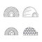 Arctic igloo icon set, outline style
