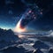 Arctic Impact: Asteroid\\\'s Majestic Descent Blanketing Polar Horizons in Fire