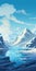 Arctic Mountain Illustration: Grandeur Of Scale In Light Yellow And Dark Cyan
