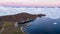 Arctic nature landscape with icebergs in Greenland icefjord - aerial drone video