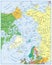 Arctic Ocean Political Map. No bathymetry