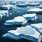 Arctic ocean white blue ice floes and icebergs