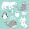 Arctic polar animal set.