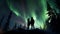 Arctic Reverie: Silhouetted Couple Enchanted by Northern Lights\\\' Midnight Dance