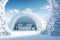 Arctic serenity an igloo backdrop presents a tranquil scene of snowy landscapes
