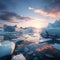 Arctic Serenity: Stunning View of Icebergs in the Vast Arctic Sea