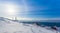 Arctic Sun Halo shining over houses at the fjord of Nuuk city, G