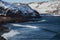 Arctic timelapse of ice mountain ranges at snow landscape. Nobody wild nature environment scenery of climate change