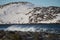 Arctic timelapse of ice mountain ranges at snow landscape. Nobody wild nature environment scenery of climate change