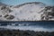 Arctic timelapse of ice mountain ranges at snow landscape. Nobody wild nature environment scenery of climate change