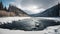 Arctic Tranquility: Panoramic View of Snowy River Flowing Through the Forest