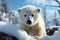 The arctic wanderlust of a young polar bear cub exploring its surroundings, nature conservation photos