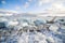 Arctic winter landscape - sea, glacier, mountains