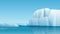 Arctic winter panorama landscape with iceberg and ice mountains. Cold climate winter vector background.