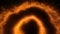 Arcuate shape of a burning devil eye. Motion. Concept of anger and evil, energy bending shapes.
