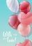 ard design for Valentine s Day and Mother s Day. Poster, banner with balloons on a blue background. Background with