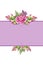 Ð¡ard with watercolor pink peonies, green sprigs and purple berries. Template with hand painted flowers and leaves