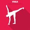 Ardha Chandrasana. Yoga workout icon with long shadow. Vector illustration