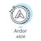 Ardor cryptocurrency coin line, icon of virtual currency