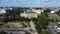 Area and the forecourt of the famous techno club. Calm aerial view flight berlin