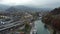 Areal 4k footage for river at Interlaken, Switzerland